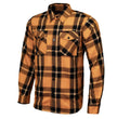 MMCC Deadbolt Men's Mustard Black White Plaid Flannel Shirt - 100% Cotton with Microfiber Wipe Panel - MMC11620