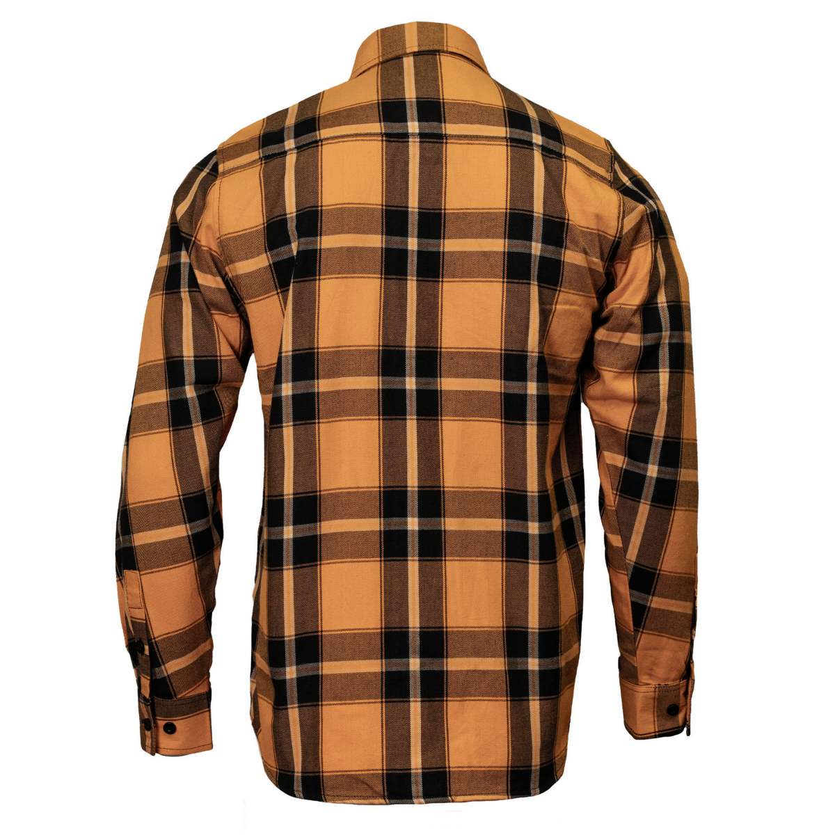 MMCC Deadbolt Men's Mustard Black White Plaid Flannel Shirt - 100% Cotton with Microfiber Wipe Panel - MMC11620