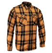 MMCC Deadbolt Men's Mustard Black White Plaid Flannel Shirt - 100% Cotton with Microfiber Wipe Panel - MMC11620
