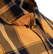 MMCC Deadbolt Men's Mustard Black White Plaid Flannel Shirt - 100% Cotton with Microfiber Wipe Panel - MMC11620