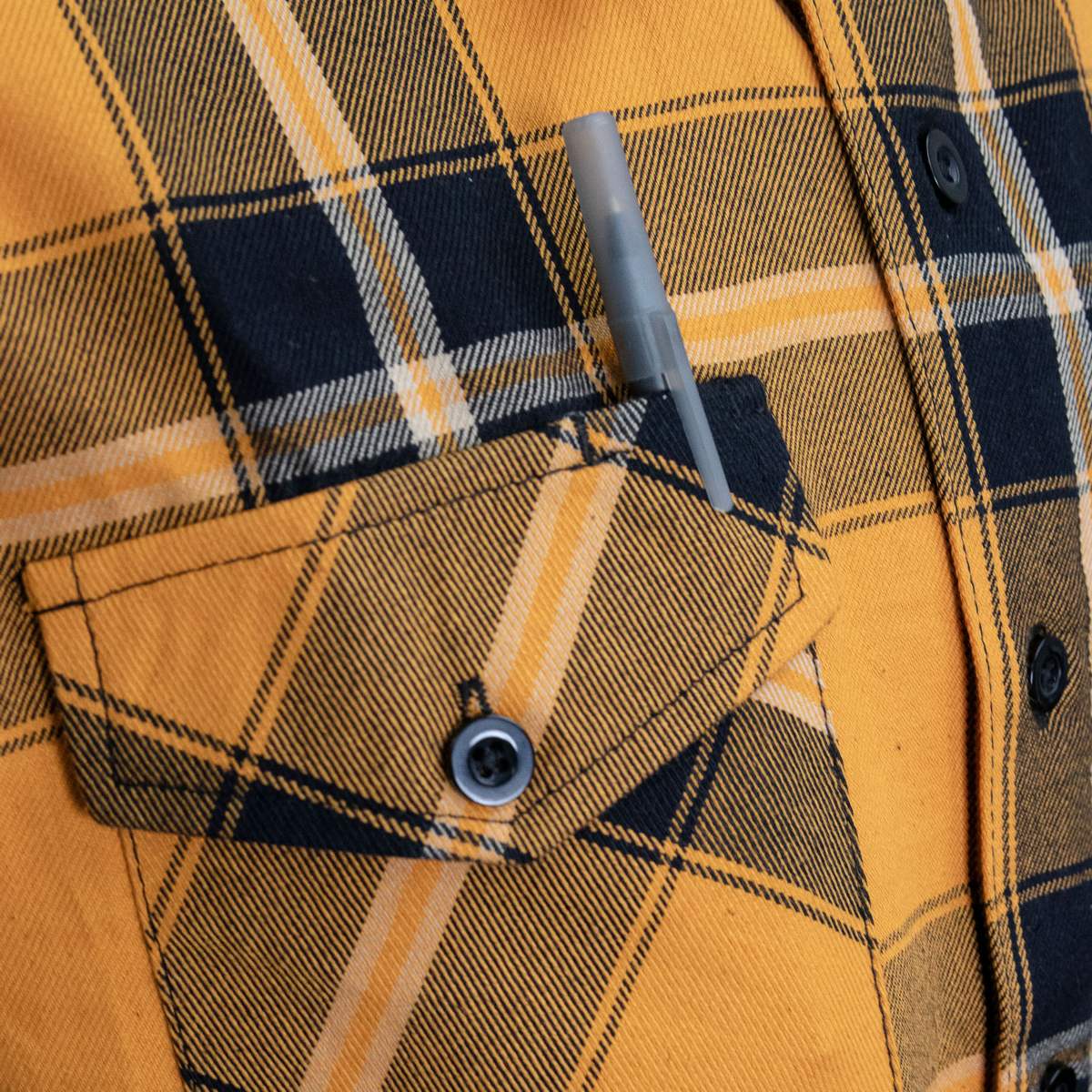 MMCC Deadbolt Men's Mustard Black White Plaid Flannel Shirt - 100% Cotton with Microfiber Wipe Panel - MMC11620