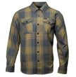 MMCC Garrison Men's Olive Gray Black Plaid Flannel Shirt - 100% Cotton Long Sleeve Button-Up - MMC11621