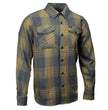 MMCC Garrison Men's Olive Gray Black Plaid Flannel Shirt - 100% Cotton Long Sleeve Button-Up - MMC11621