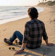 MMCC Blackout Men's Black Gray Red Plaid Flannel Shirt - 100% Cotton Long Sleeve Button-Up - MMC11622