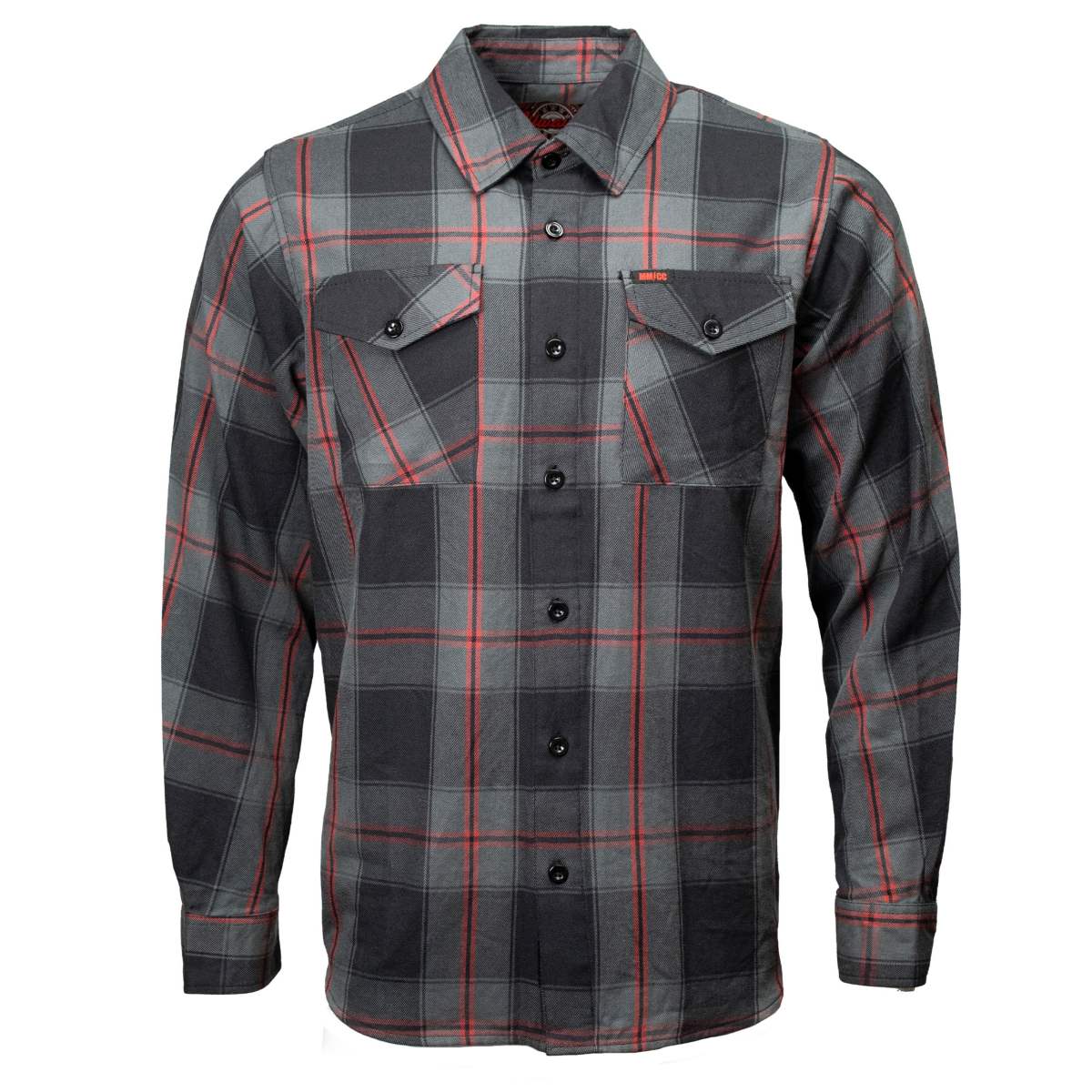 MMCC Blackout Men's Black Gray Red Plaid Flannel Shirt - 100