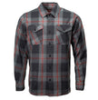 MMCC Blackout Men's Black Gray Red Plaid Flannel Shirt - 100% Cotton Long Sleeve Button-Up - MMC11622