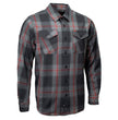 MMCC Blackout Men's Black Gray Red Plaid Flannel Shirt - 100% Cotton Long Sleeve Button-Up - MMC11622