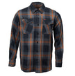 MMCC Burnline Men's Black Gray Orange Plaid Flannel Shirt - 100% Cotton Long Sleeve Button-Up - MMC11623
