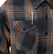 MMCC Burnline Men's Black Gray Orange Plaid Flannel Shirt - 100% Cotton Long Sleeve Button-Up - MMC11623