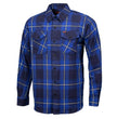 MMCC Men's Blue Wire Blue Navy White Cotton Long Sleeve Flannel Shirt - MMC11624