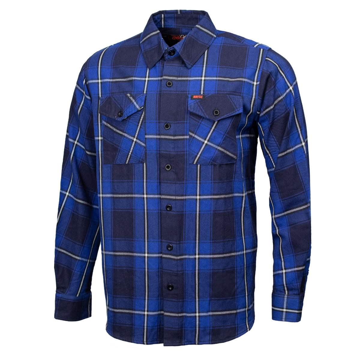 MMCC Men's Blue Wire Blue Navy White Cotton Long Sleeve Flannel Shirt - MMC11624