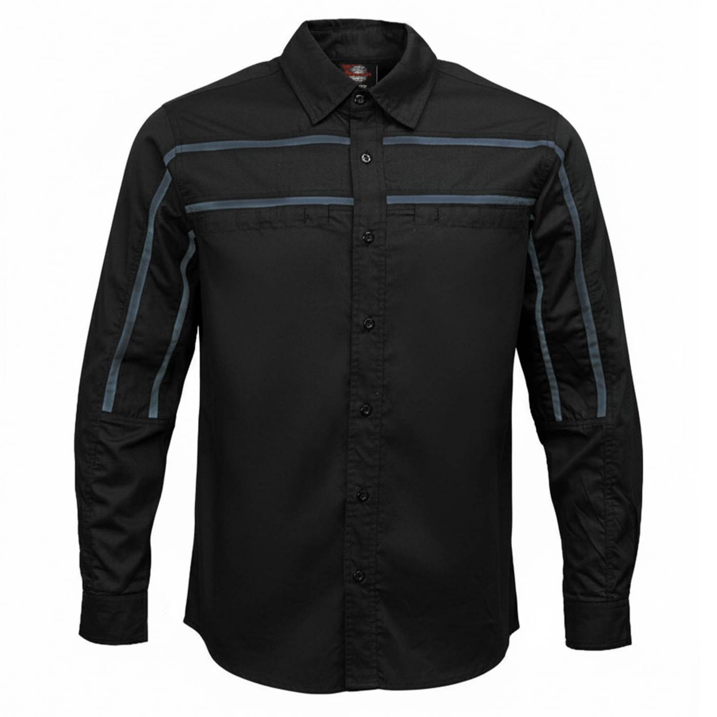 MMCC Men's Octane Long Sleeve Mechanic Shirt - Black with Grey Stripe - 50-50 Cotton Poly - MMCC16000