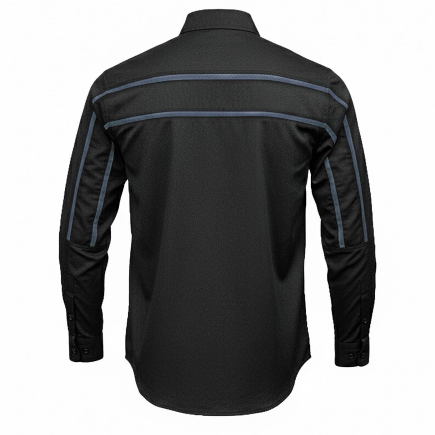 MMCC Men's Octane Long Sleeve Mechanic Shirt - Black with Grey Stripe - 50-50 Cotton Poly - MMCC16000