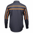 MMCC Men's Octane Long Sleeve Mechanic Shirt - Grey with Orange Stripe - 50-50 Cotton Poly - MMCC16001