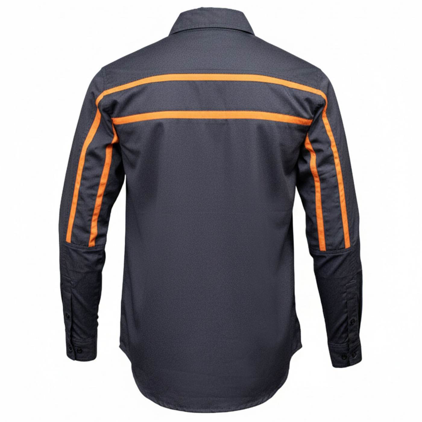 MMCC Men's Octane Long Sleeve Mechanic Shirt - Grey with Orange Stripe - 50-50 Cotton Poly - MMCC16001