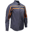 MMCC Men's Octane Long Sleeve Mechanic Shirt - Grey with Orange Stripe - 50-50 Cotton Poly - MMCC16001