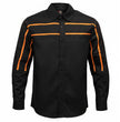 MMCC Men's Octane Long Sleeve Mechanic Shirt - Black with Orange Stripe - 50-50 Cotton Poly - MMCC16003