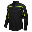 MMCC Men's Octane Long Sleeve Mechanic Shirt - Black with Neon Green Stripe - 50-50 Cotton Poly - MMCC16004