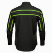 MMCC Men's Octane Long Sleeve Mechanic Shirt - Black with Neon Green Stripe - 50-50 Cotton Poly - MMCC16004