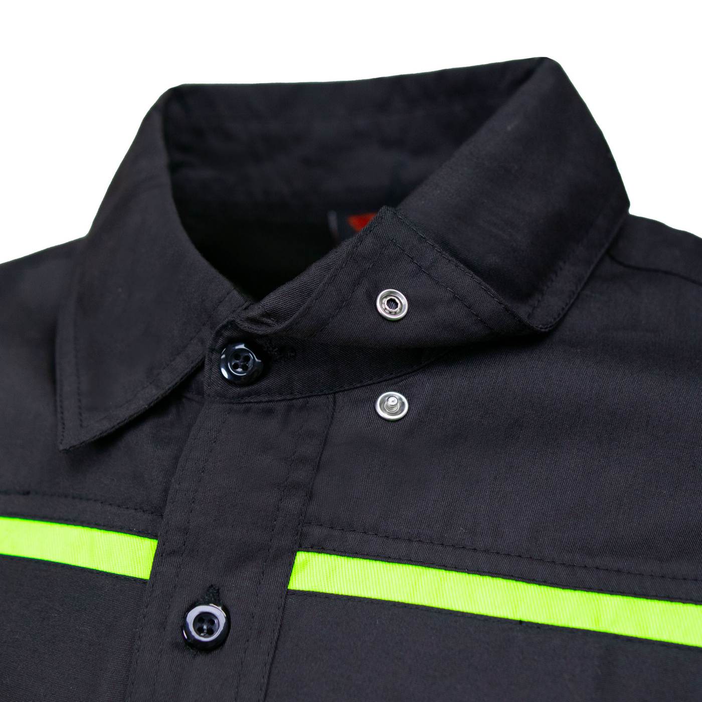 MMCC Men's Octane Long Sleeve Mechanic Shirt - Black with Neon Green Stripe - 50-50 Cotton Poly - MMCC16004