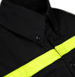 MMCC Men's Petrol Mechanic Button Up Shop Shirt, Reflective Strip, 2-Chest Pockets - Black-Neon Green - MMC16005