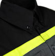 MMCC Men's Petro Mechanic Button Up Shop Shirt, Reflective Strip, 2-Chest Pockets - Black-Grey-Green - MMC16007