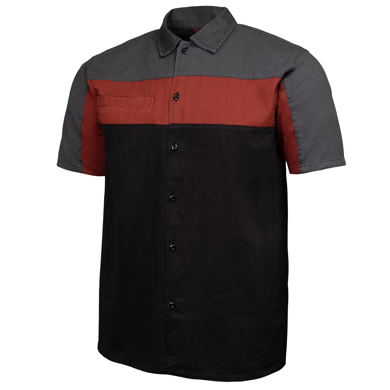 MMCC Men's Pit Stop Classic Mechanic Button Up Shirt - Dual Chest Pockets - Microfiber Panel - Rider Ready - MMC16010