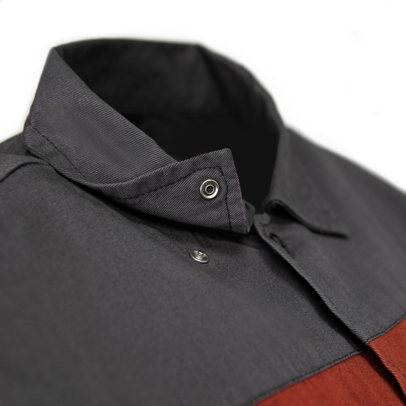 MMCC Men's Pit Stop Mechanic Button Up Shop Shirt, Reflective Strip, 2-Chest Pockets - Black-Orange-Grey - MMC16010