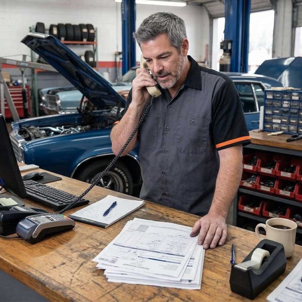 MMCC Men's Pit Line Mechanic Button Up Shirt - Dual Chest Pockets - Microfiber Panel - Rider Ready - MMC16023