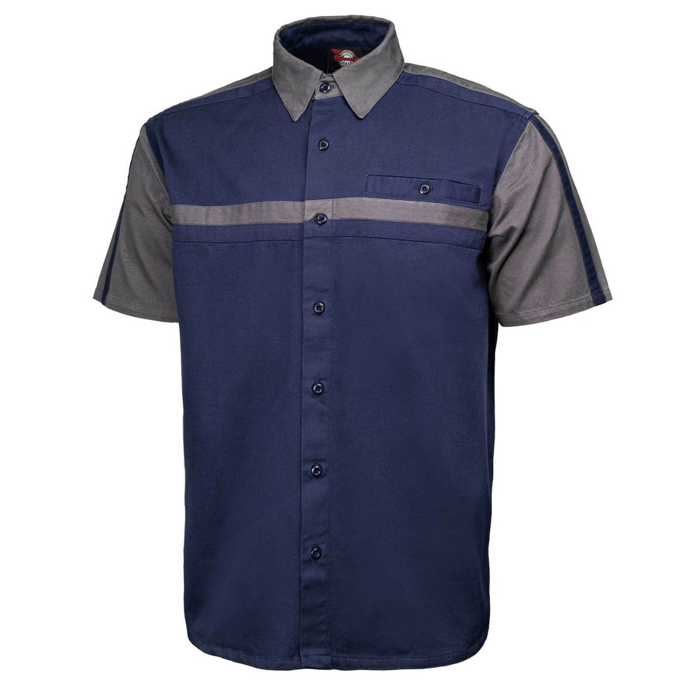 MMCC Men's Pit Line Mechanic Button Up Shirt - Dual Chest Pockets - Microfiber Panel - Rider Ready - MMC16027