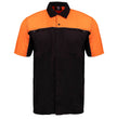 MMCC Men's Reveline Black Orange Grey Classic Mechanic Shirt - 100% Cotton W/ Microfiber Panel - MMC16029
