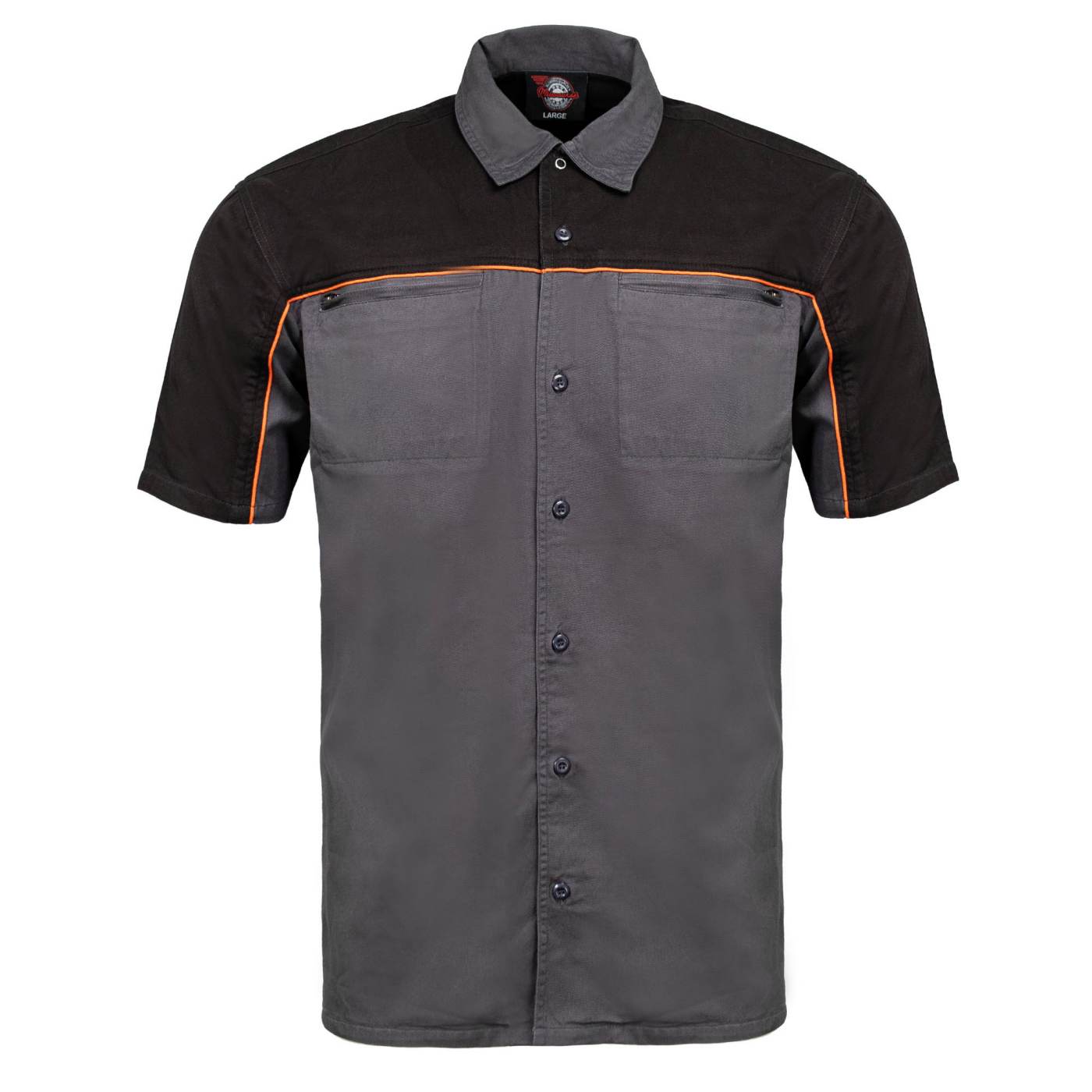 MMCC Men's Reveline Classic Mechanic Shirt - 100% Cotton - 2 Chest Zipper Pockets - Microfiber Panel