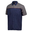 MMCC Men's Reveline Blue Grey Copper Classic Mechanic Shirt - 100% Cotton w/ Microfiber Panel - MMC16032