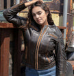 Milwaukee Motorcycle Clothing Co. Women’s Rebel Scooter Style Vinage Brown Leather Jacket w/ Mandarin Collar MMC20003