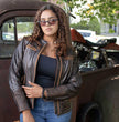 Milwaukee Motorcycle Clothing Co. Women’s Rebel Scooter Style Vinage Brown Leather Jacket w/ Mandarin Collar MMC20003