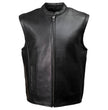 Milwaukee Motorcycle Clothing Co. Men's Rocker Black Leather Premium Club Style Riders Vest MMC30002