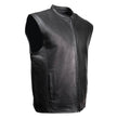 Milwaukee Motorcycle Clothing Co. Men's Rocker Black Leather Premium Club Style Riders Vest MMC30002