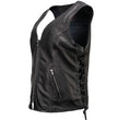 Milwaukee Motorcycle Clothing Co. Women's Jenni Black Premium Leather V-Neck Side Lace Vest MMC40001
