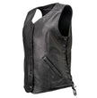 Milwaukee Motorcycle Clothing Co. Women's Born-Free Tall Sizes Black Leather Vest w/ V-Neck, Side Lace, Snap MMC40002