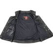 Milwaukee Motorcycle Clothing Co. Women's Born-Free Tall Sizes Black Leather Vest w/ V-Neck, Side Lace, Snap MMC40002