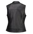 Milwaukee Motorcycle Clothing Co. Women's Girls-Club Black Leather Scooter Style Vest w/ Mandarin Collar MMC40005