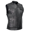 Milwaukee Motorcycle Clothing Co. Women's Girls-Club Black Leather Scooter Style Vest w/ Mandarin Collar MMC40005