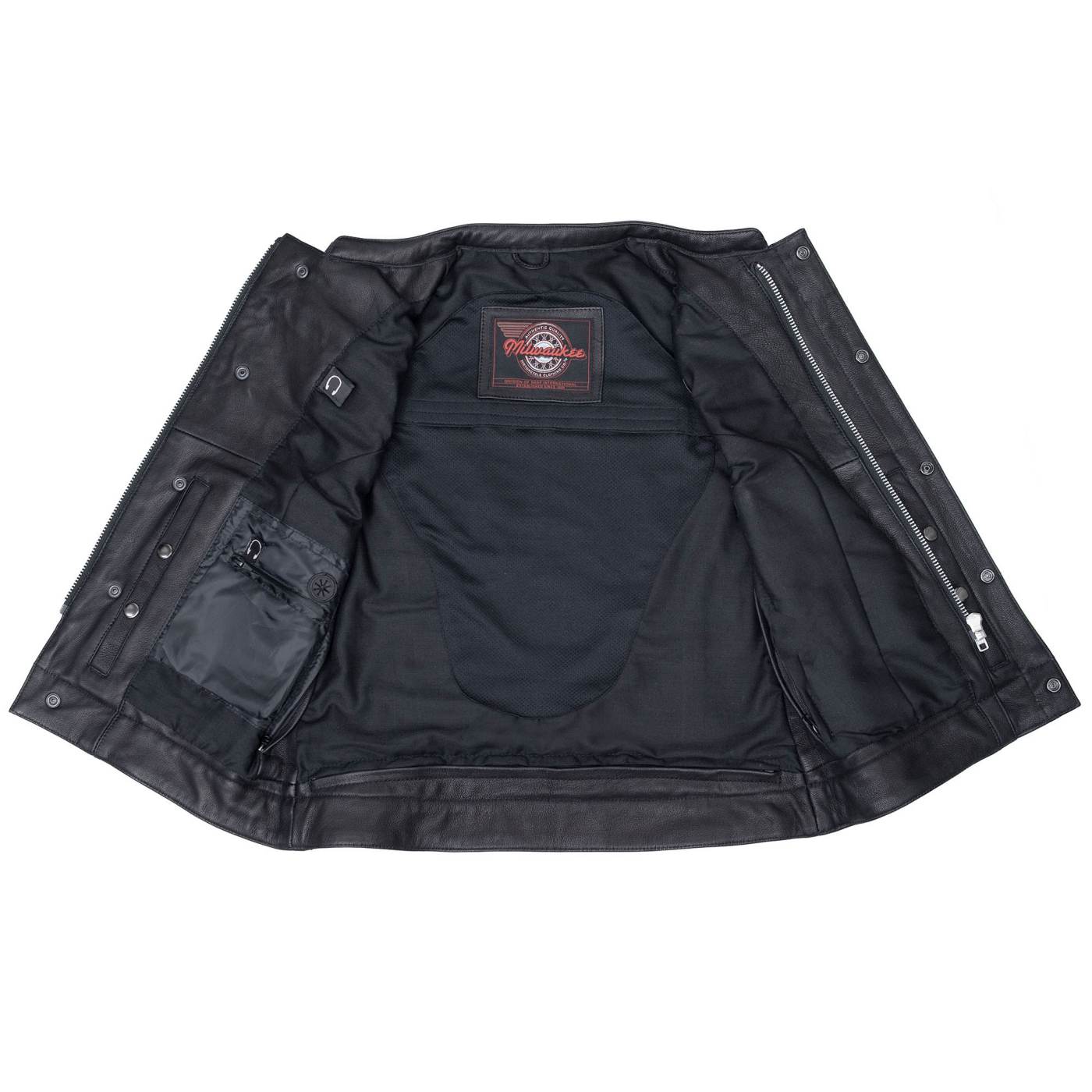 Milwaukee Motorcycle Clothing Co. Women's Girls-Club Black Leather Scooter Style Vest w/ Mandarin Collar MMC40005