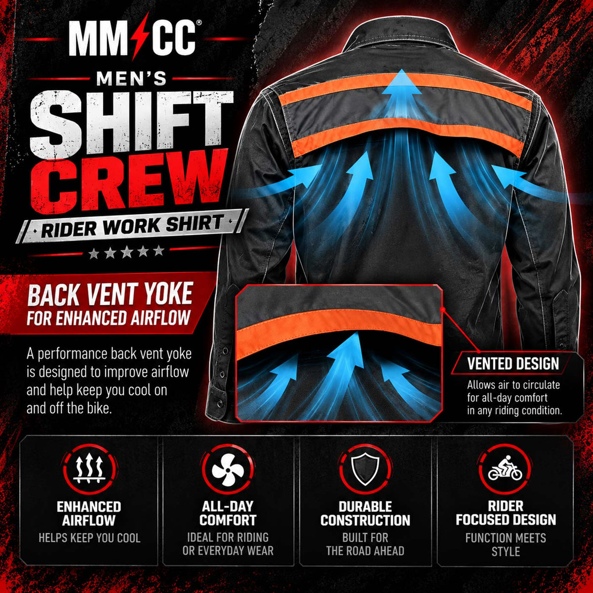 Milwaukee Motorcycle Clothing Co. Men's Mechanic Shirt, MMC16153