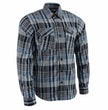 Milwaukee Leather MNG11626 Men's Flannel Plaid Black and White with Blue Long Sleeve Cotton Button Down Shirt