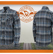 Milwaukee Leather MNG11626 Men's Flannel Plaid Black and White with Blue Long Sleeve Cotton Button Down Shirt