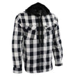 Milwaukee Leather MNG11629 Men's Long Sleeve Flannel Black and White Cotton Button Down Shirt w/ Hoodie