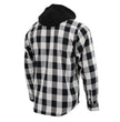 Milwaukee Leather MNG11629 Men's Long Sleeve Flannel Black and White Cotton Button Down Shirt w/ Hoodie