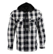 Milwaukee Leather MNG11629 Men's Long Sleeve Flannel Black and White Cotton Button Down Shirt w/ Hoodie