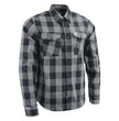 Milwaukee Leather Men's Flannel Plaid Shirt Black and Grey Long Sleeve Cotton Button Down Shirt MNG11630
